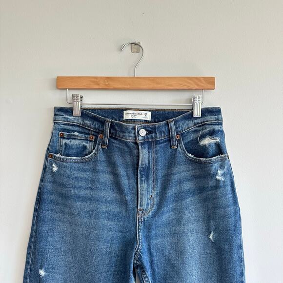 Abercrombie & Fitch The Mom High Rise Distressed Straight Leg Jeans Blue 29 - Picture 3 of 7
